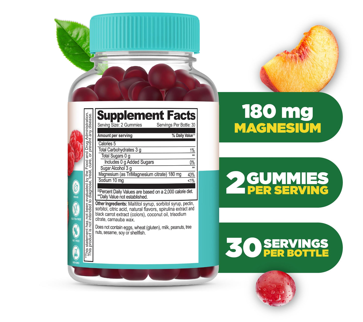 Lifeable Magnesium Citrate Gummies Sugar Free, 60 Count