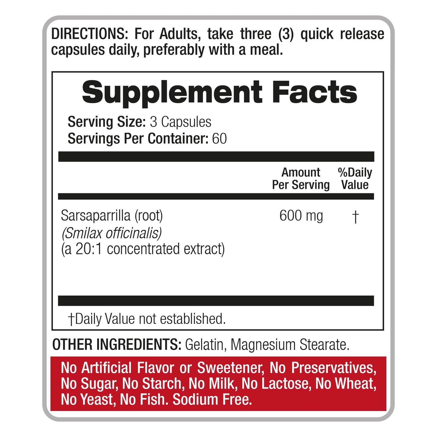 FITO MEDIC'S Sarsaparilla Root, 180 Capsules