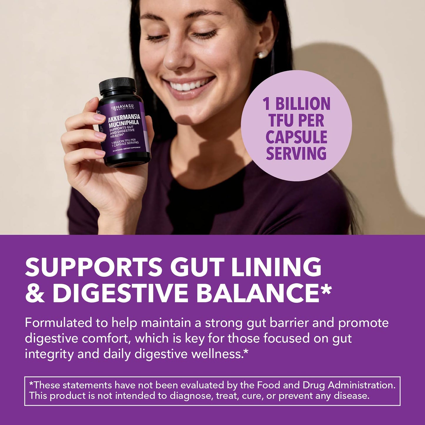 HAVASU NUTRITION Akkermansia Muciniphila 1 Billion TFU GLP-1 Nutritional Support Capsule, 30 Count