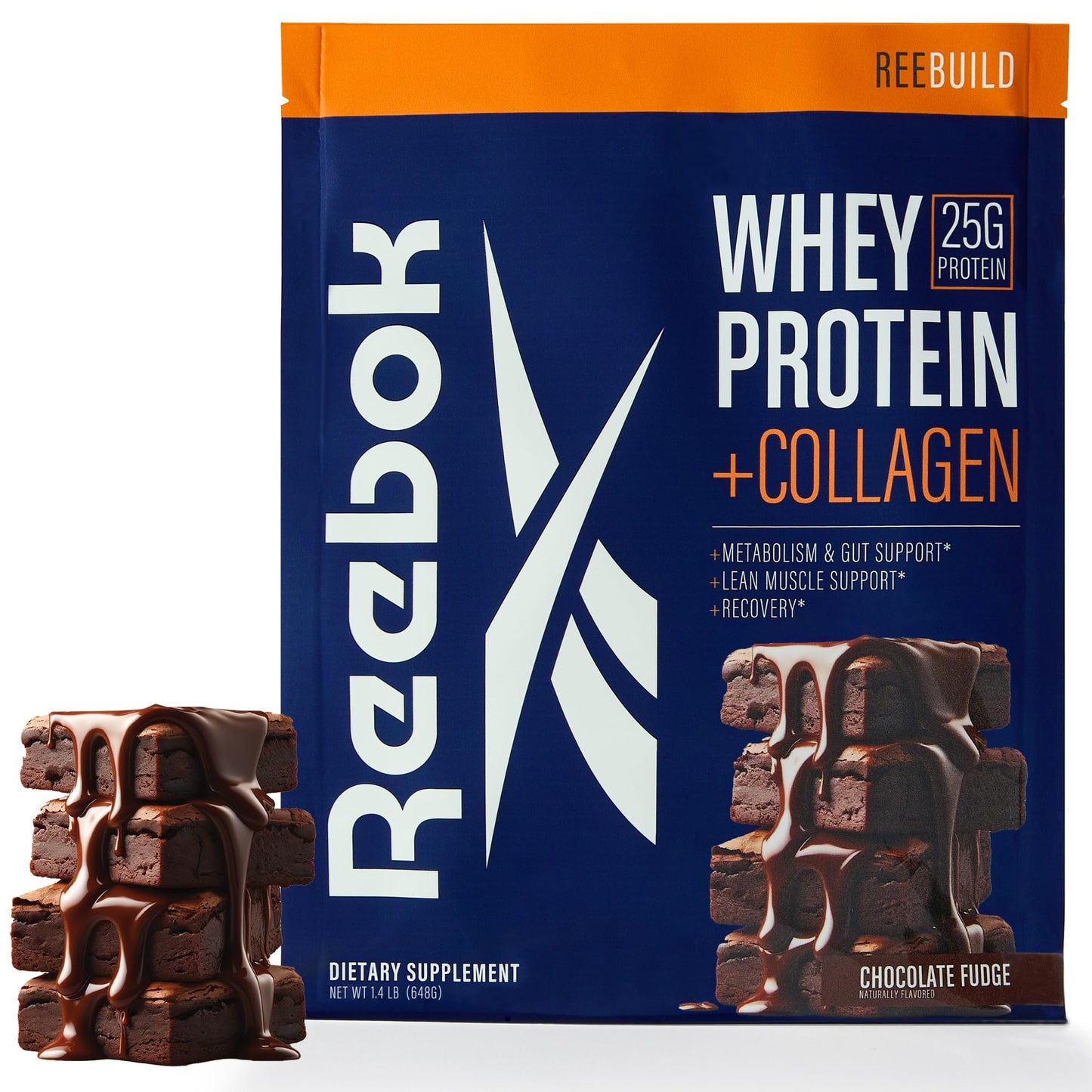 Reebok Whey Protein Powder + Collagen Peptides, 1.4 lb