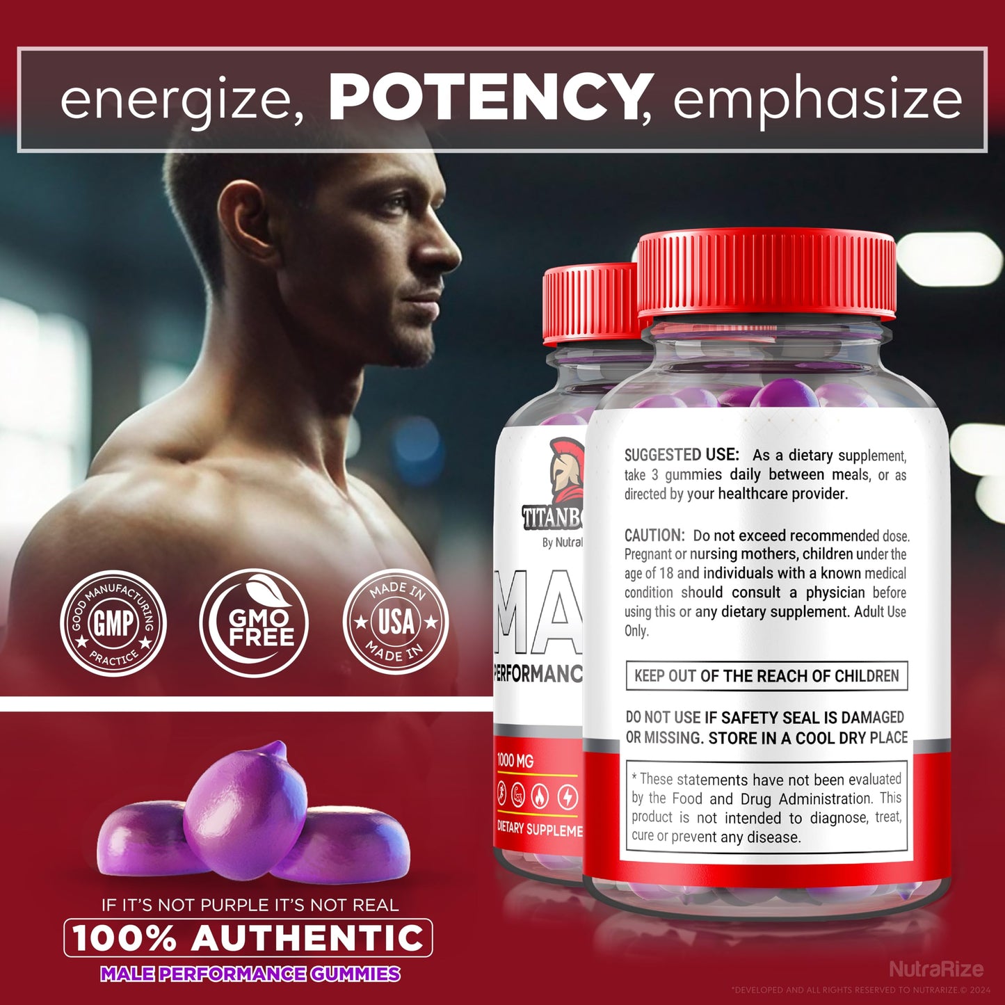 NutraRize TitanBoost Multivitamin Gummy, 300 Gummies