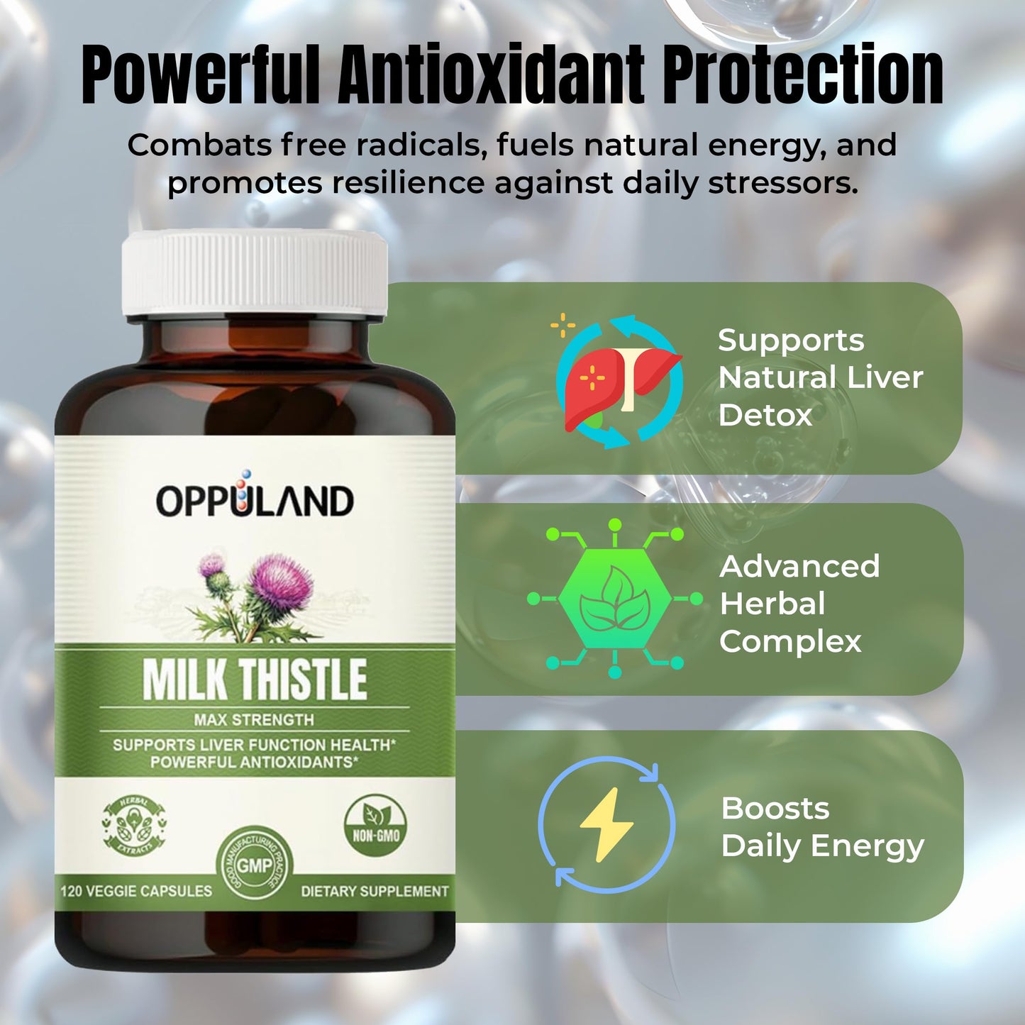 Oppuland Milk Thistle 250mg Capsules, 120 Count