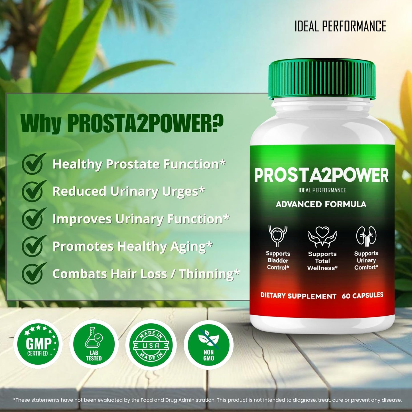 IDEAL PERFORMANCE Prosta2Power for Men Capsules 60 Count
