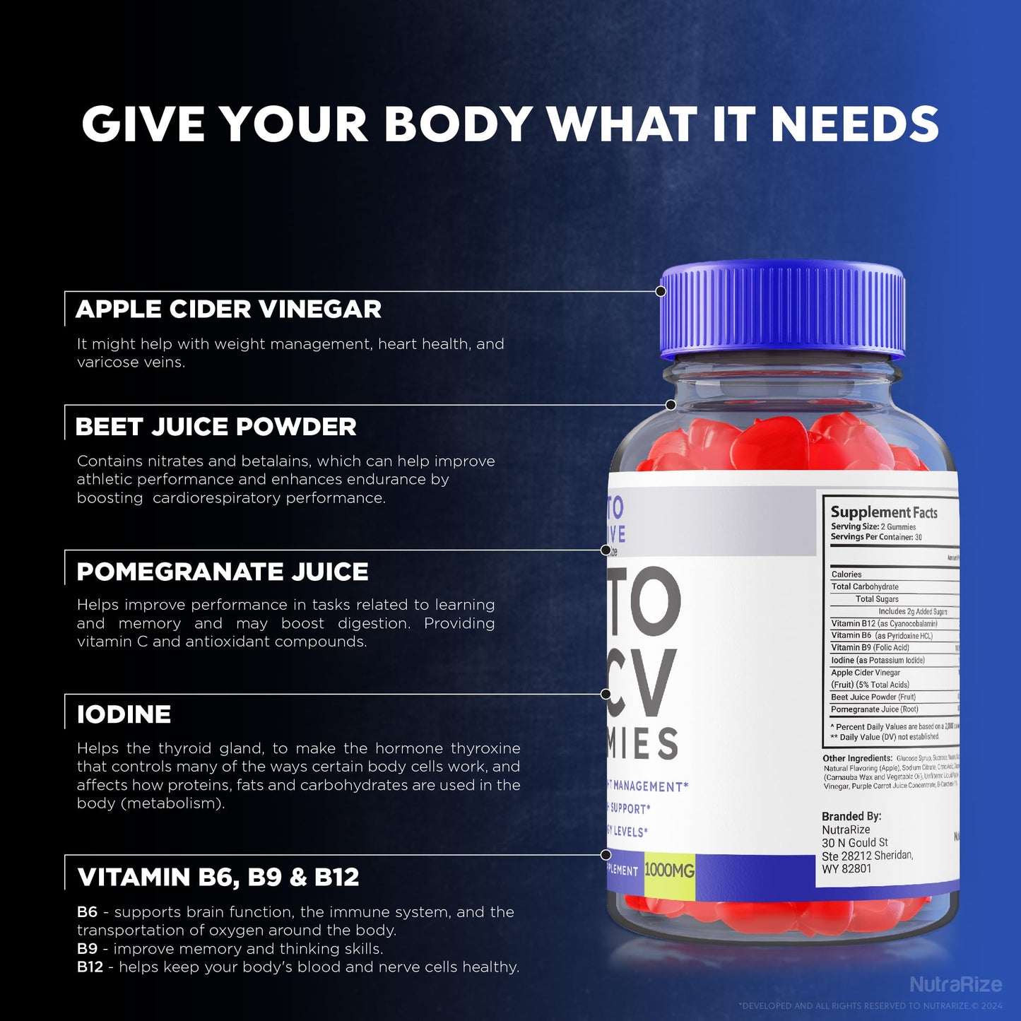 NutraRize Keto Thrive ACV Gummies 60 Count
