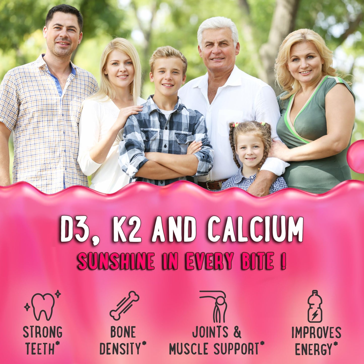 OH MY CHEWY Center-Filled Vitamin D3 K2 & Calcium Gummies, 120 Count