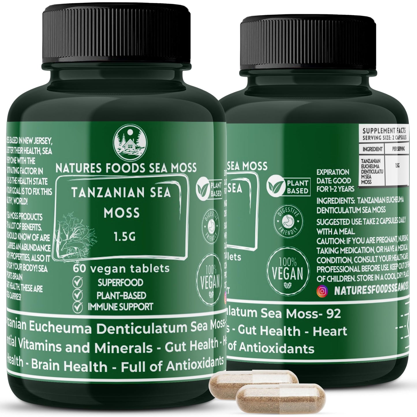 Natures Foods Sea Moss Capsules 60 Count