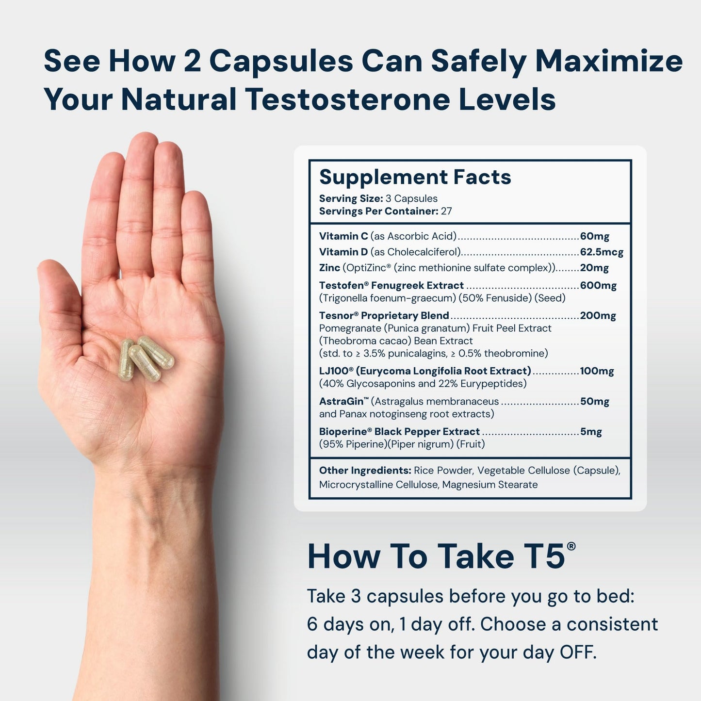 HPN T(5) Testosterone Optimization Booster Capsules, 81 Capsules