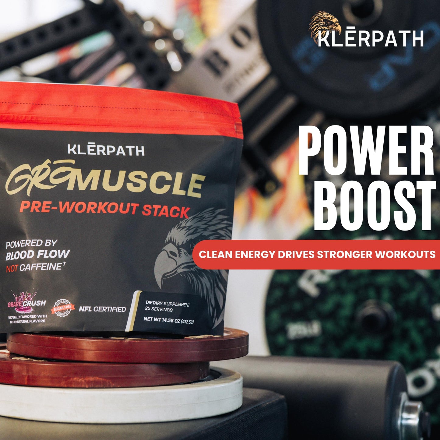 Klerpath GroMuscle Pre Workout Powder 14.55 Ounce