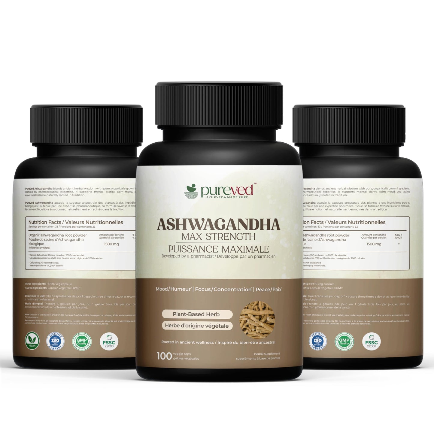 Pureved Ashwagandha Capsules 100 Count
