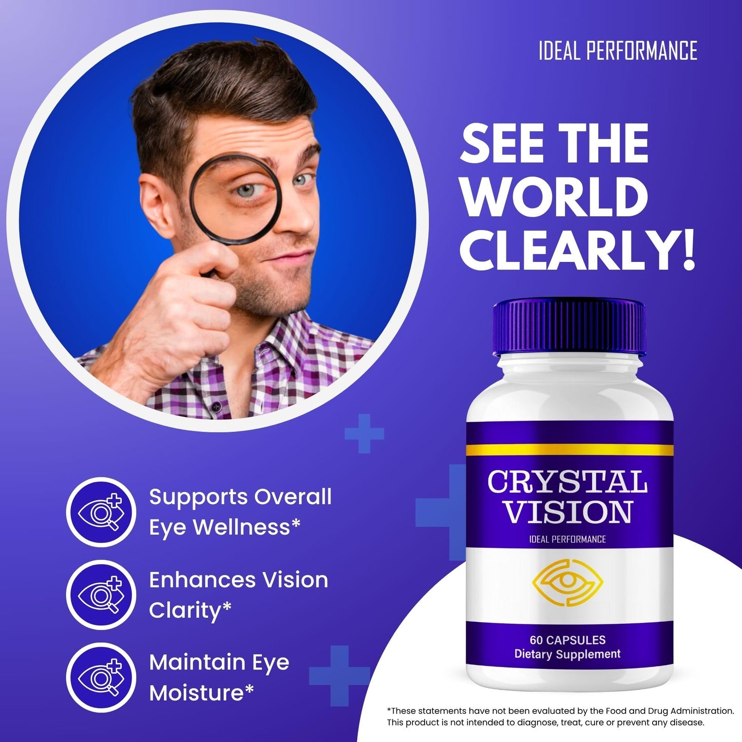 IDEAL PERFORMANCE Crystal Vision Eye Health Supplements Capsules 180 Capsules