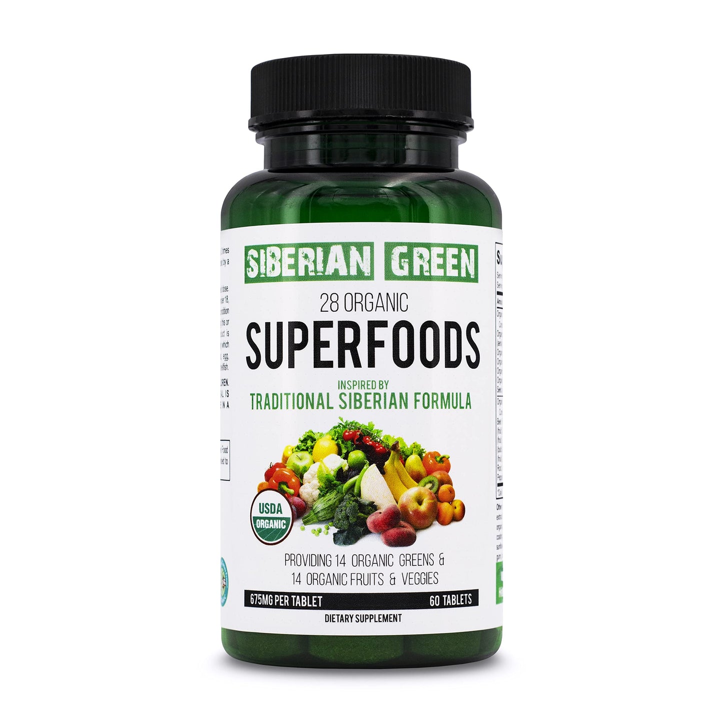 Siberian Green 28 Organic Superfoods Supplement Tablets, 60 Count