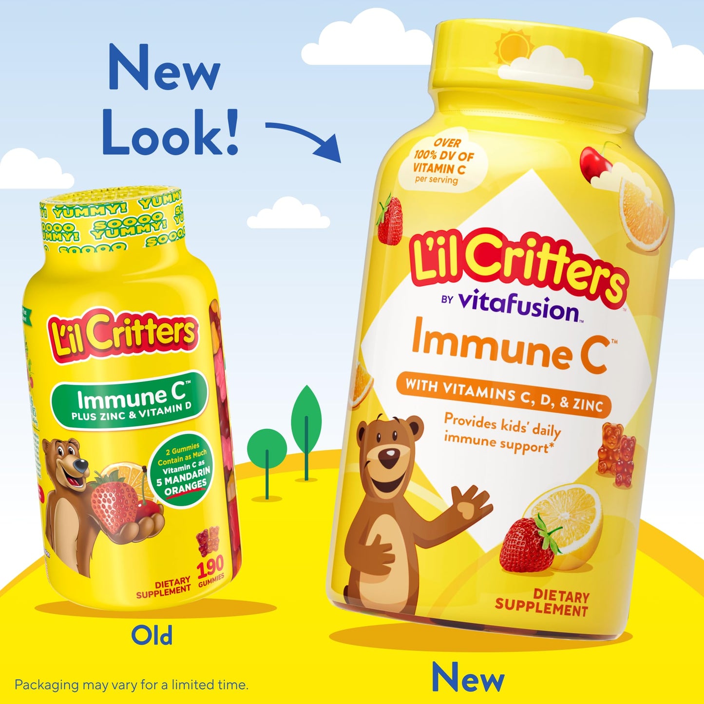 Lil Critters Immune C Daily Gummy Supplement for Kids, Vitamin C, D and Zinc for Immune Support, 190 Gummies