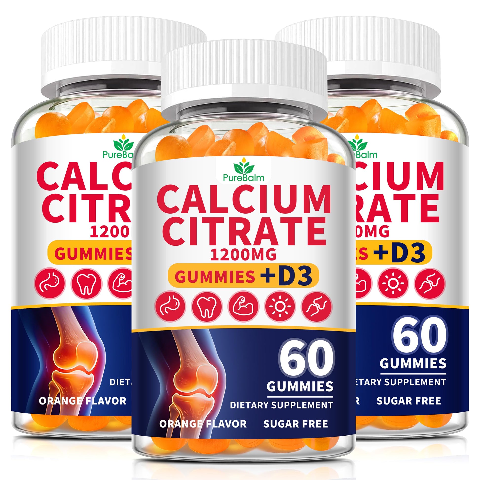 PureBalm Calcium Citrate 1200mg with Vitamin D3 Gummy, 180 Count