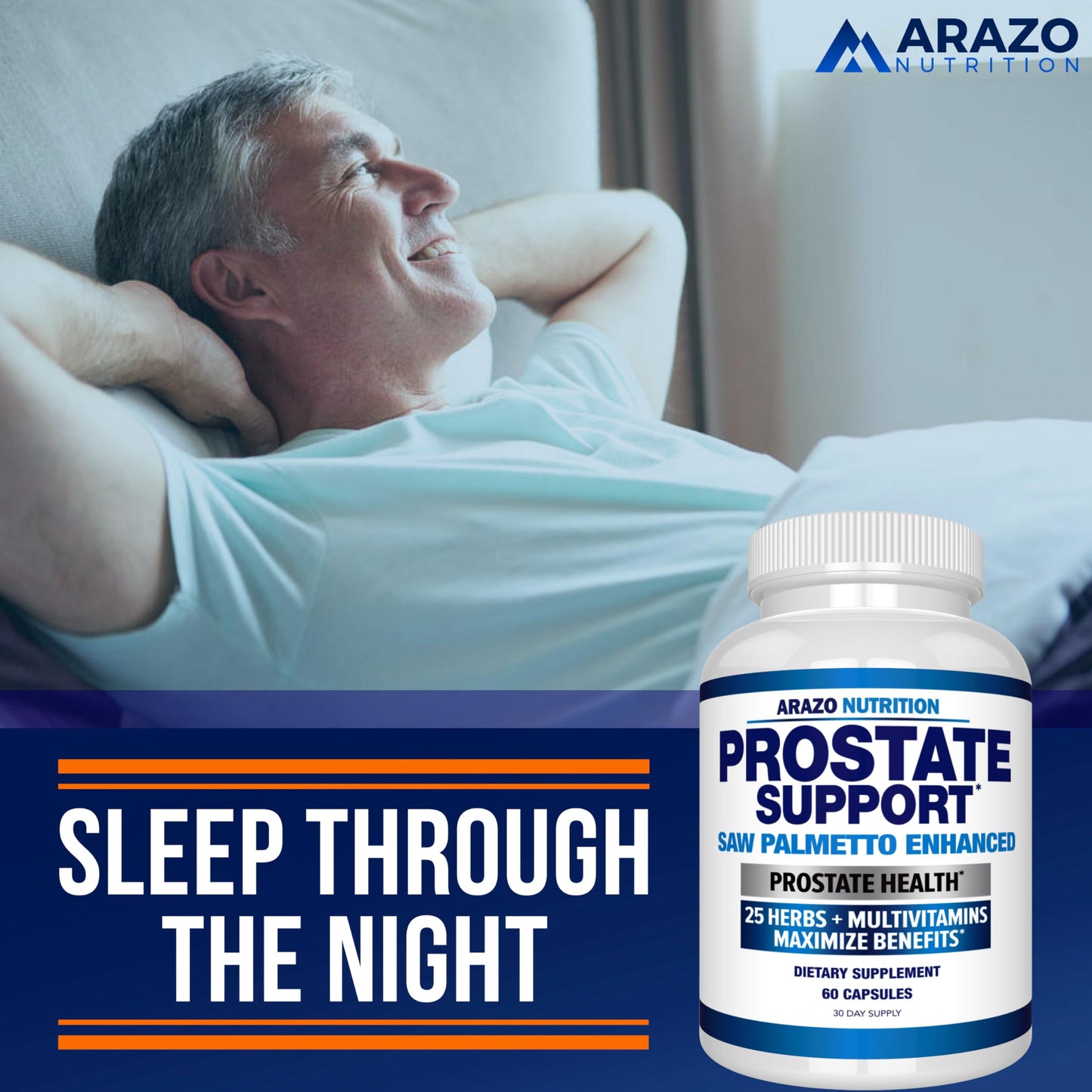 Arazo Nutrition Prostate Supplement Saw Palmetto + 25 Herbs Capsules 60 Count