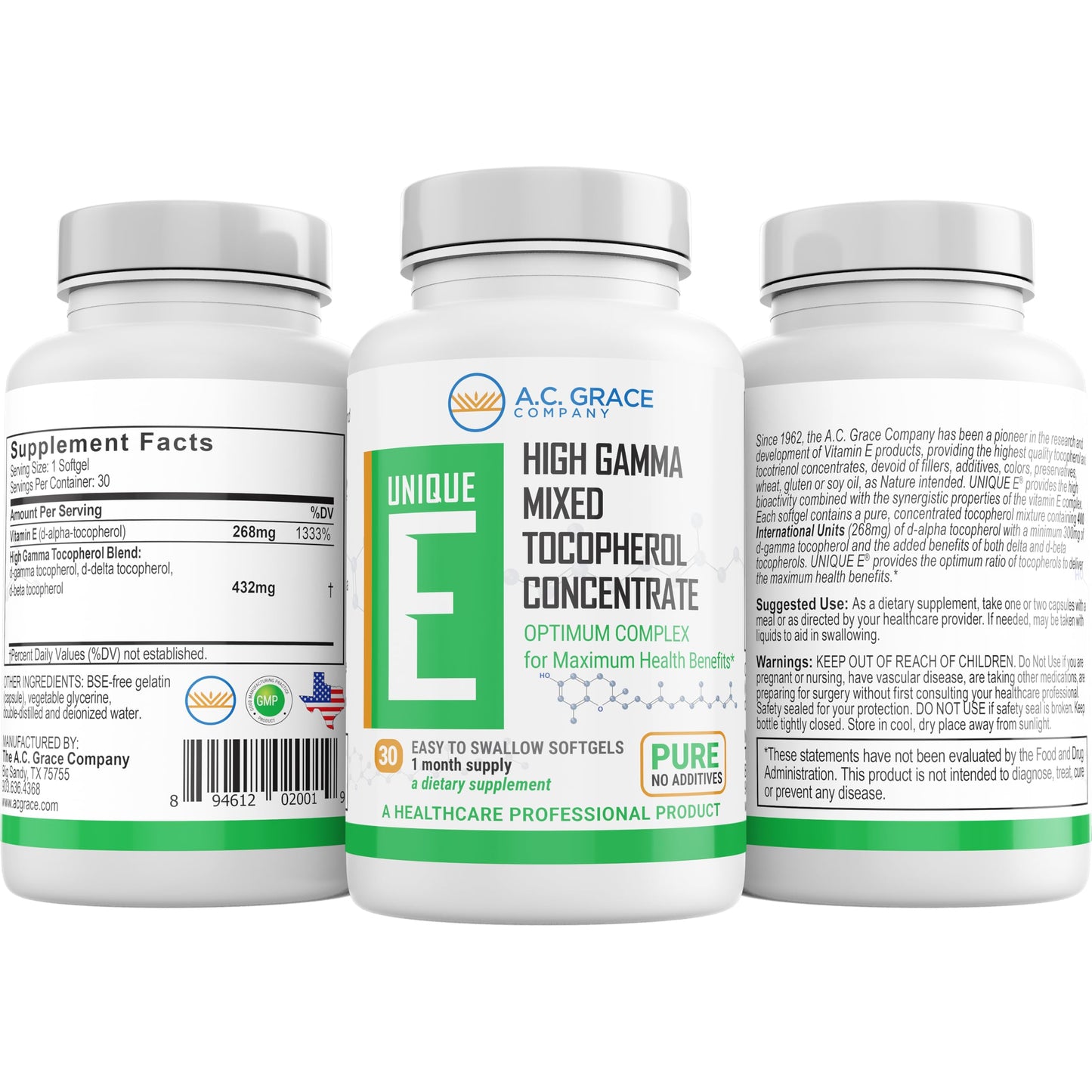 UNIQUE E Mixed Tocopherols Concentrate Softgels 30 Count