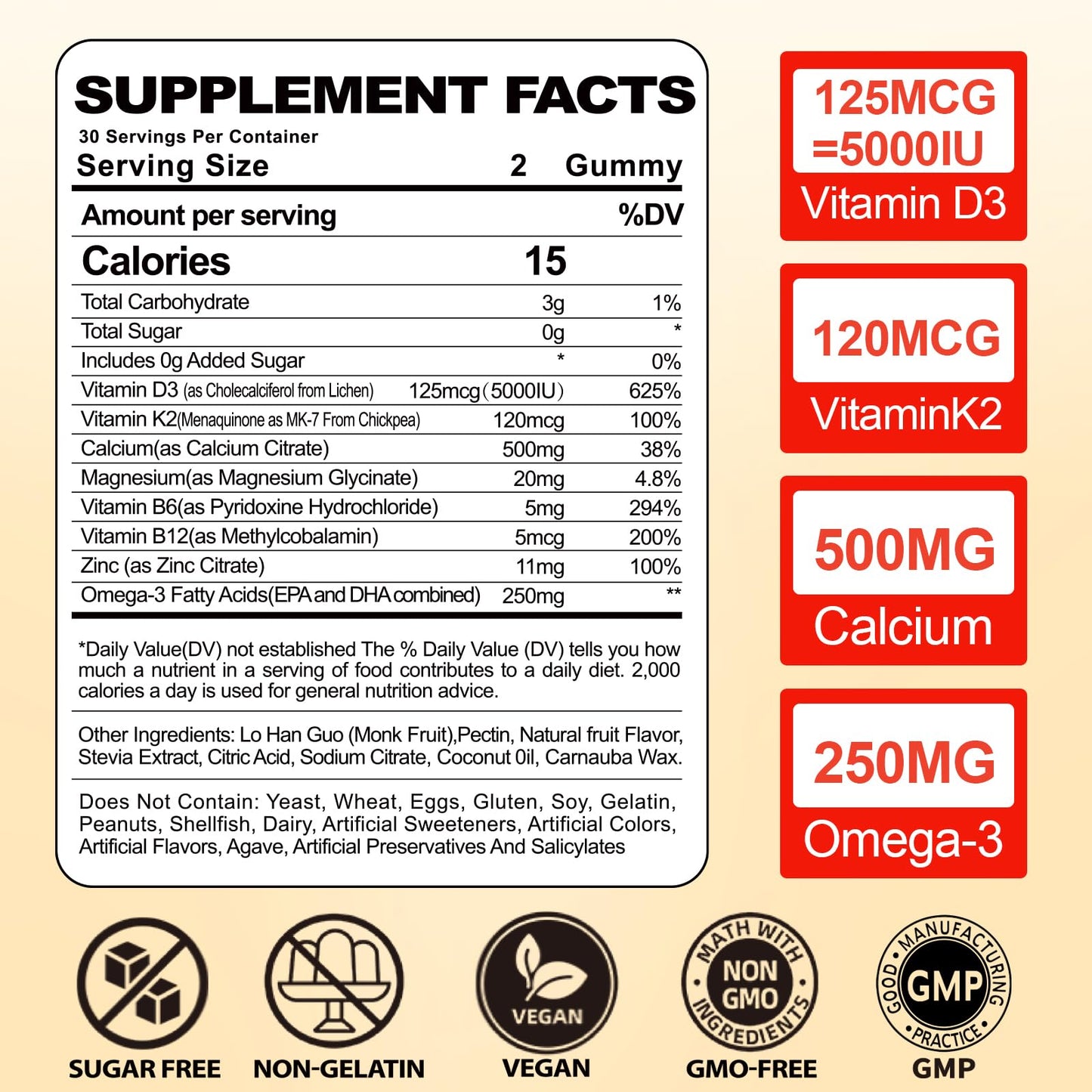 BSSTABBON Vitamin D3 K2 Gummies for Women, 120 Count