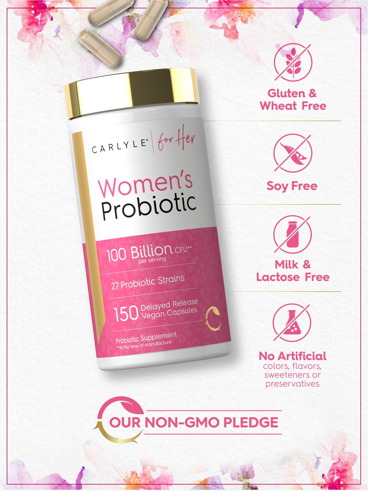 Carlyle Women's Probiotic and Prebiotic Supplement 150 Capsules