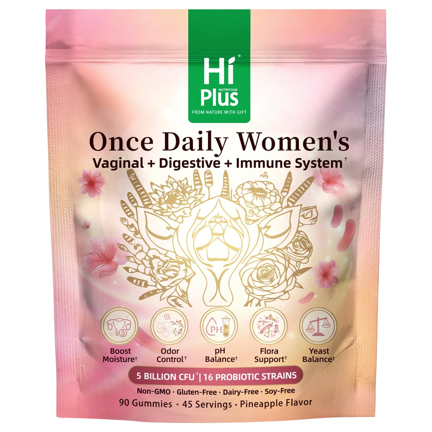 HiPlus Once Daily Women's Probiotics Gummies, 90 Count