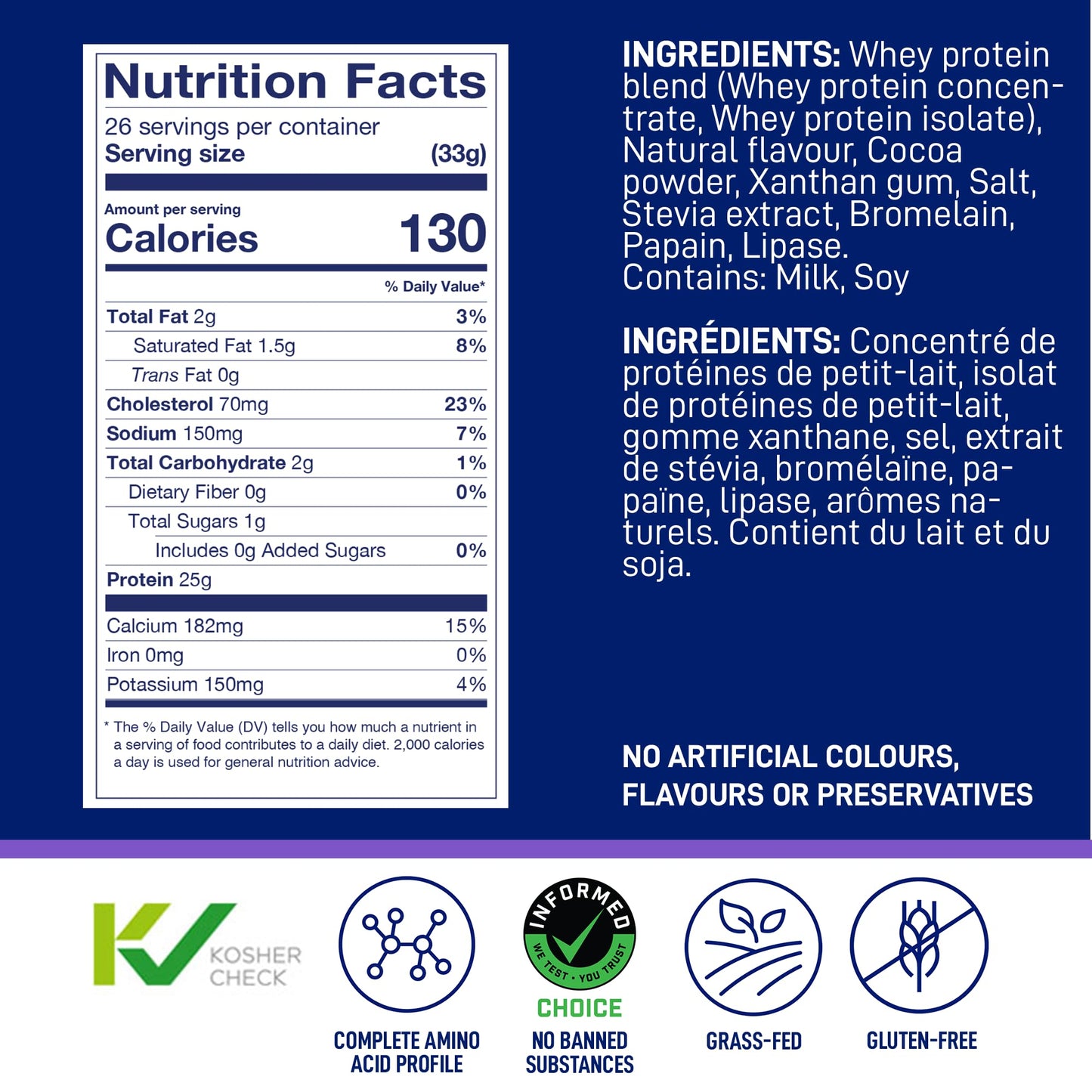 LeanFit Whey Protein Powder Cookies & Cream, 26 Servings