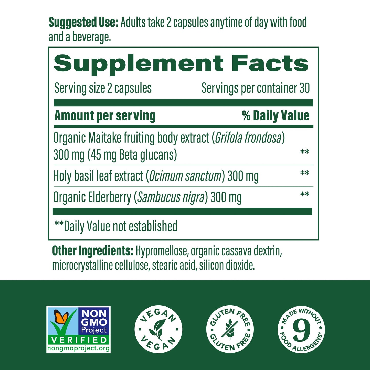 MegaFood Superfood Mushroom Immune Support Maitake Mushroom Supplement with Elderberry & Holy Basil to Help Support a Healthy Immune System Doctor Formulated Vegan, 60 Capsules