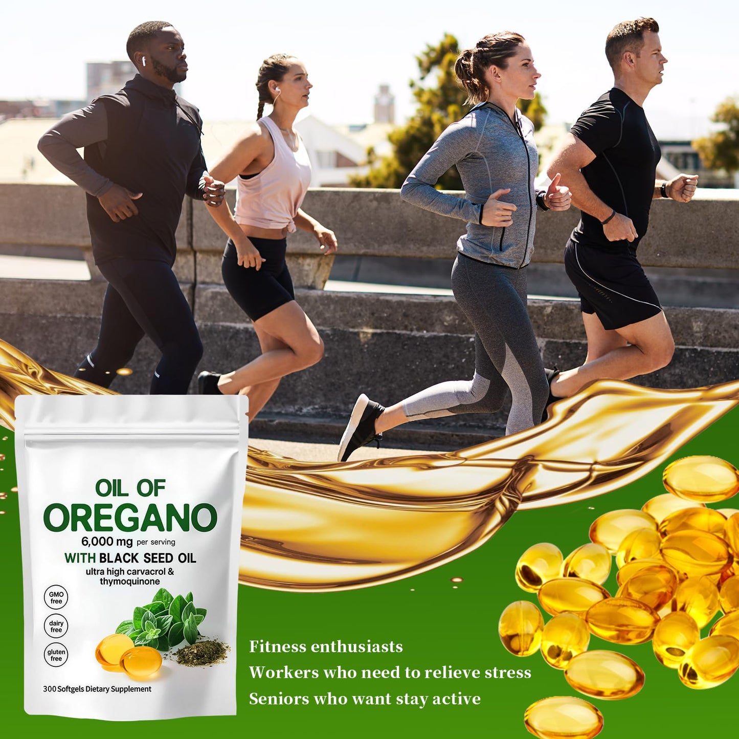 YATIME Oil of Oregano with Black Seed Oil Softgels 300 Softgels
