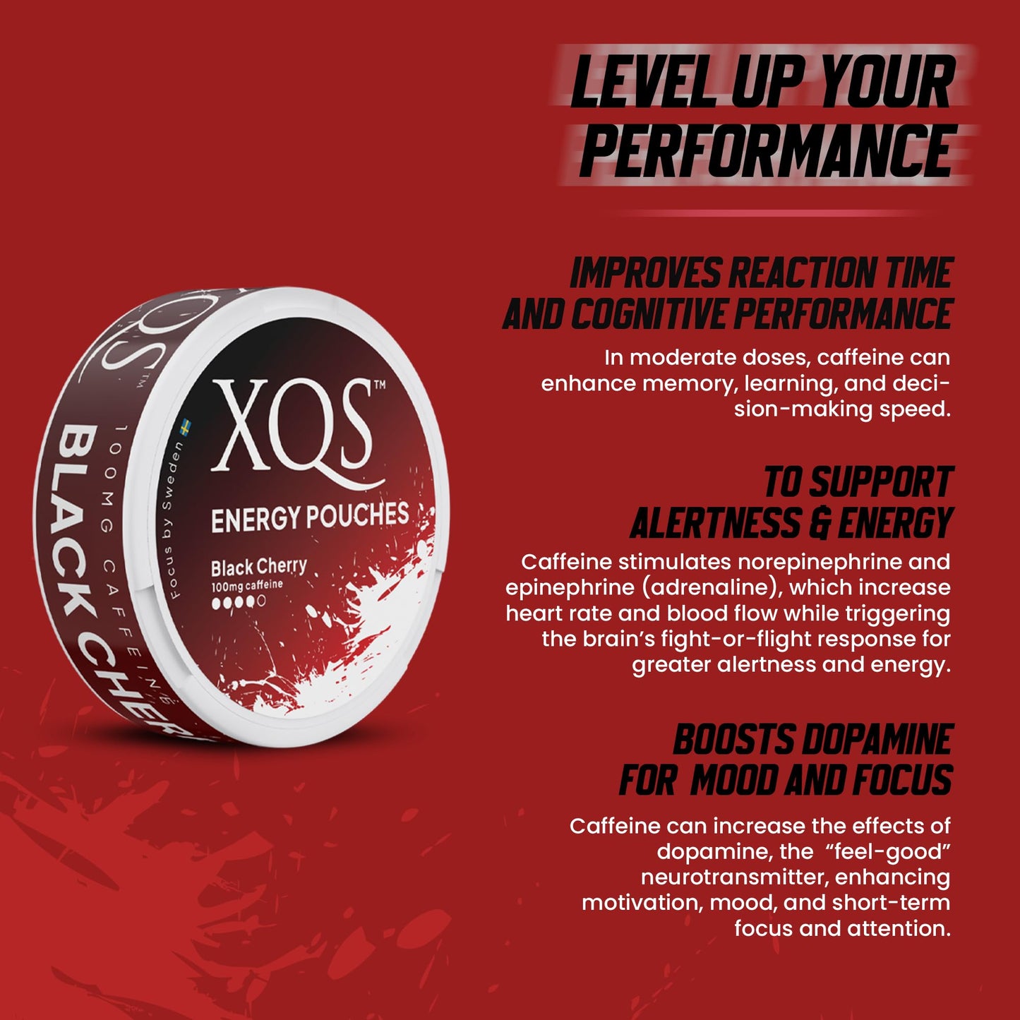 xqs Sugar Free Caffeine Pouches Caplets - 100mg Caffeine, Zero Sugar, Tobacco and Nicotine Free - 5 Count