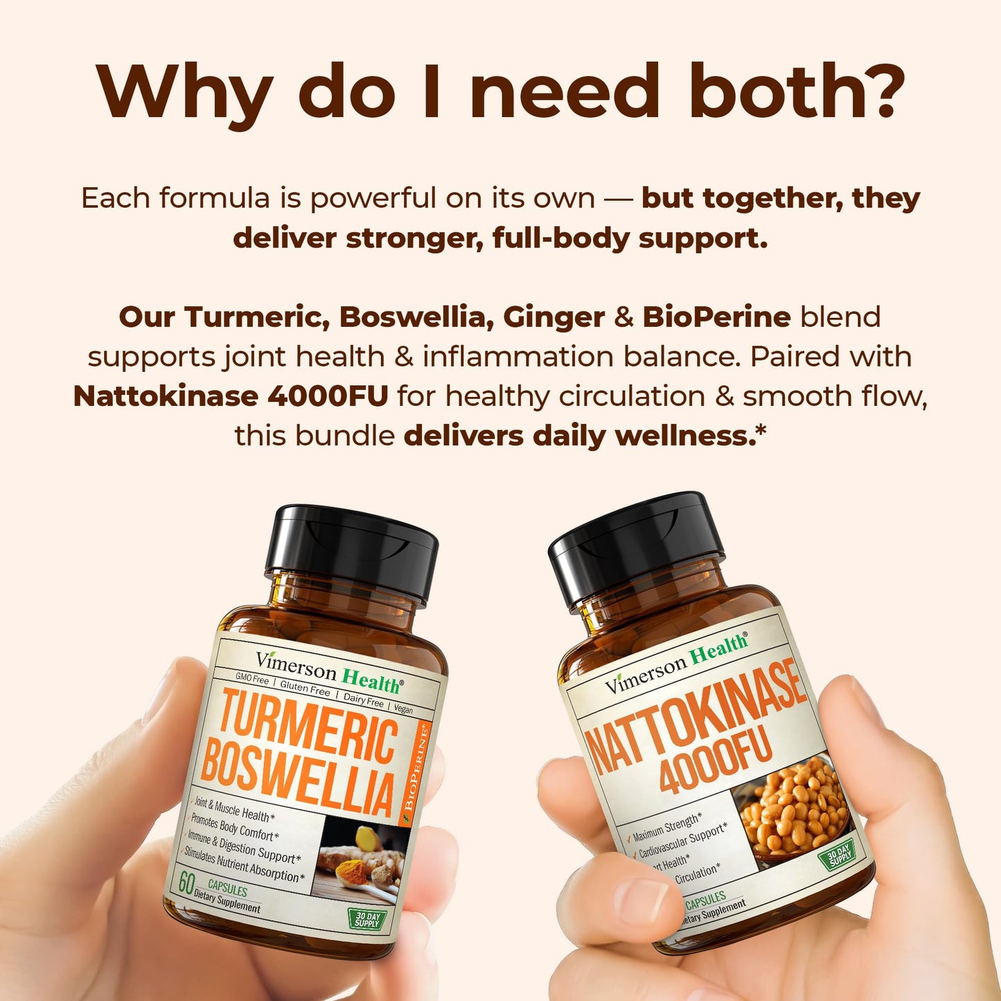 Vimerson Health Boswellia Turmeric Curcumin & Nattokinase Supplement Bundle Capsules, 120 Count