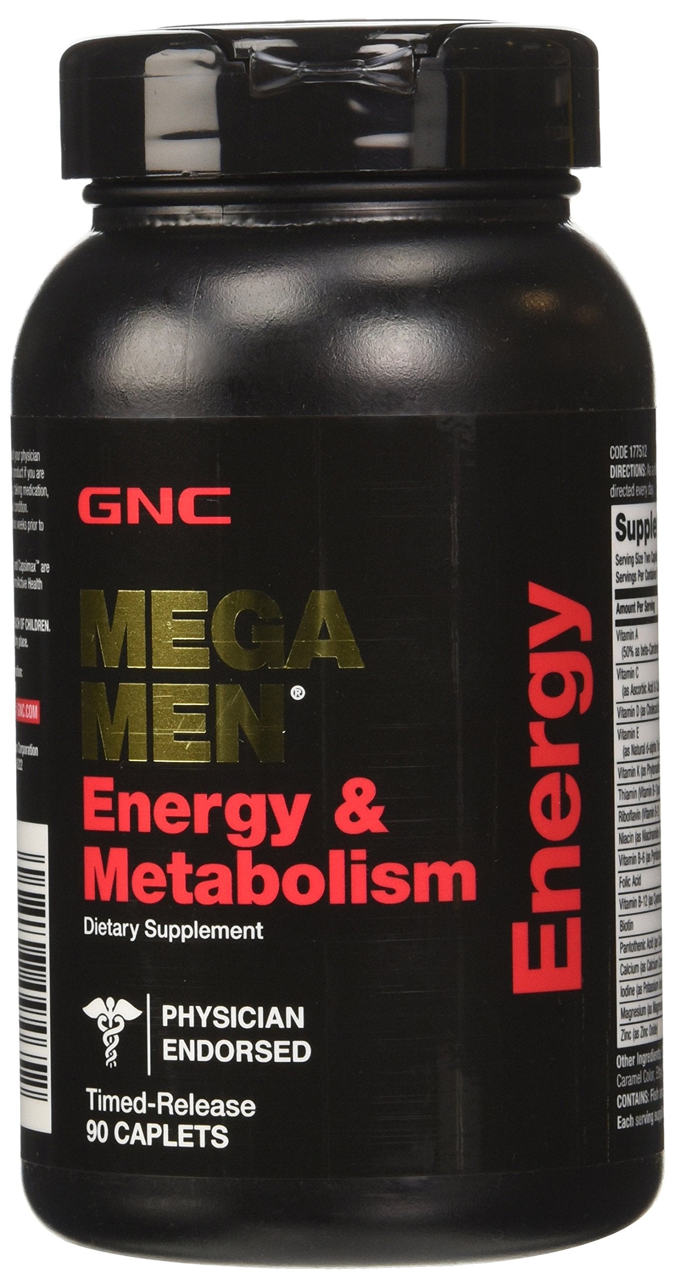 GNC Mega Men Energy and Metabolism Supplement Caplets 90 Count