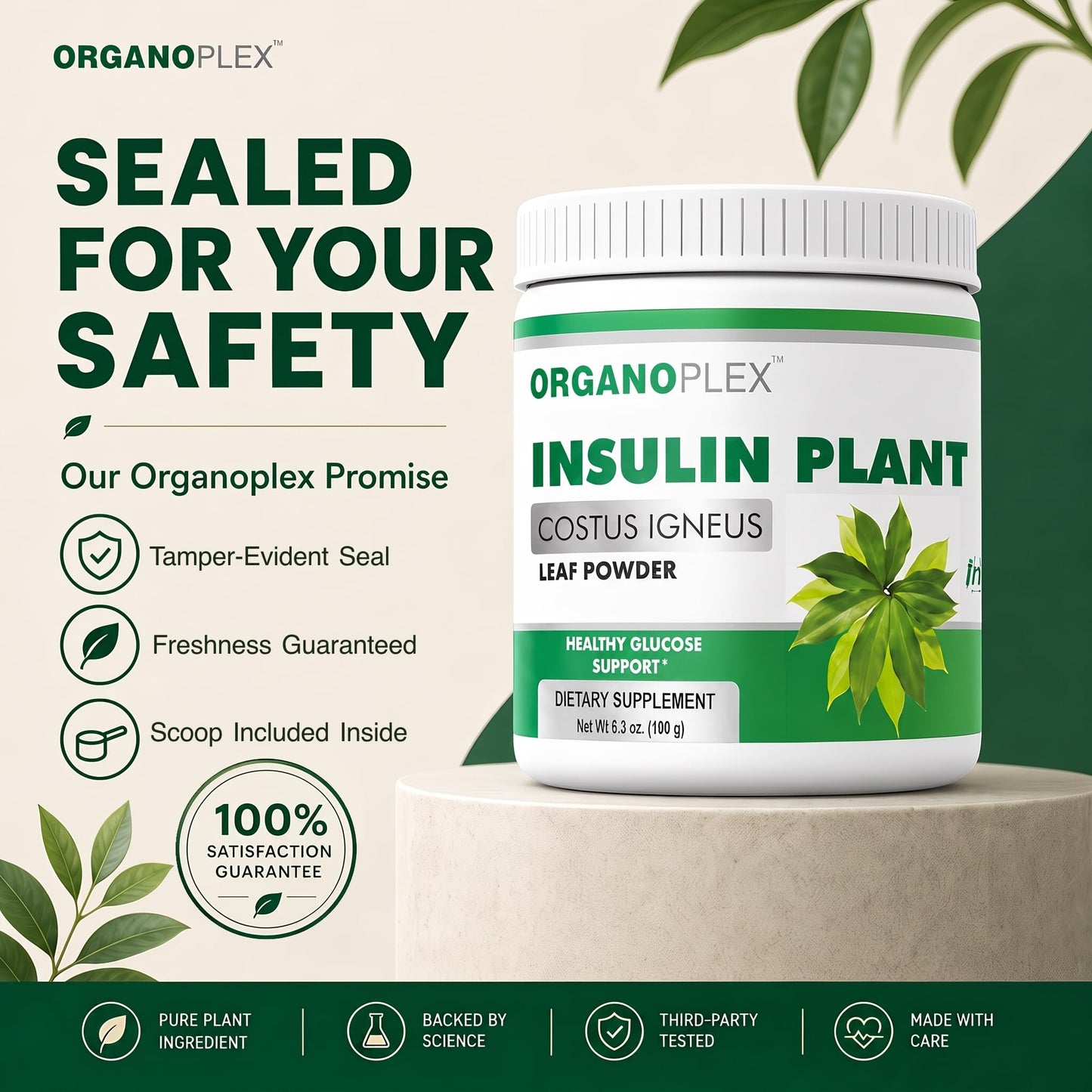 ORGANOPLEX Insulin Plant Powder Blood Sugar Support Supplement 6.4 oz