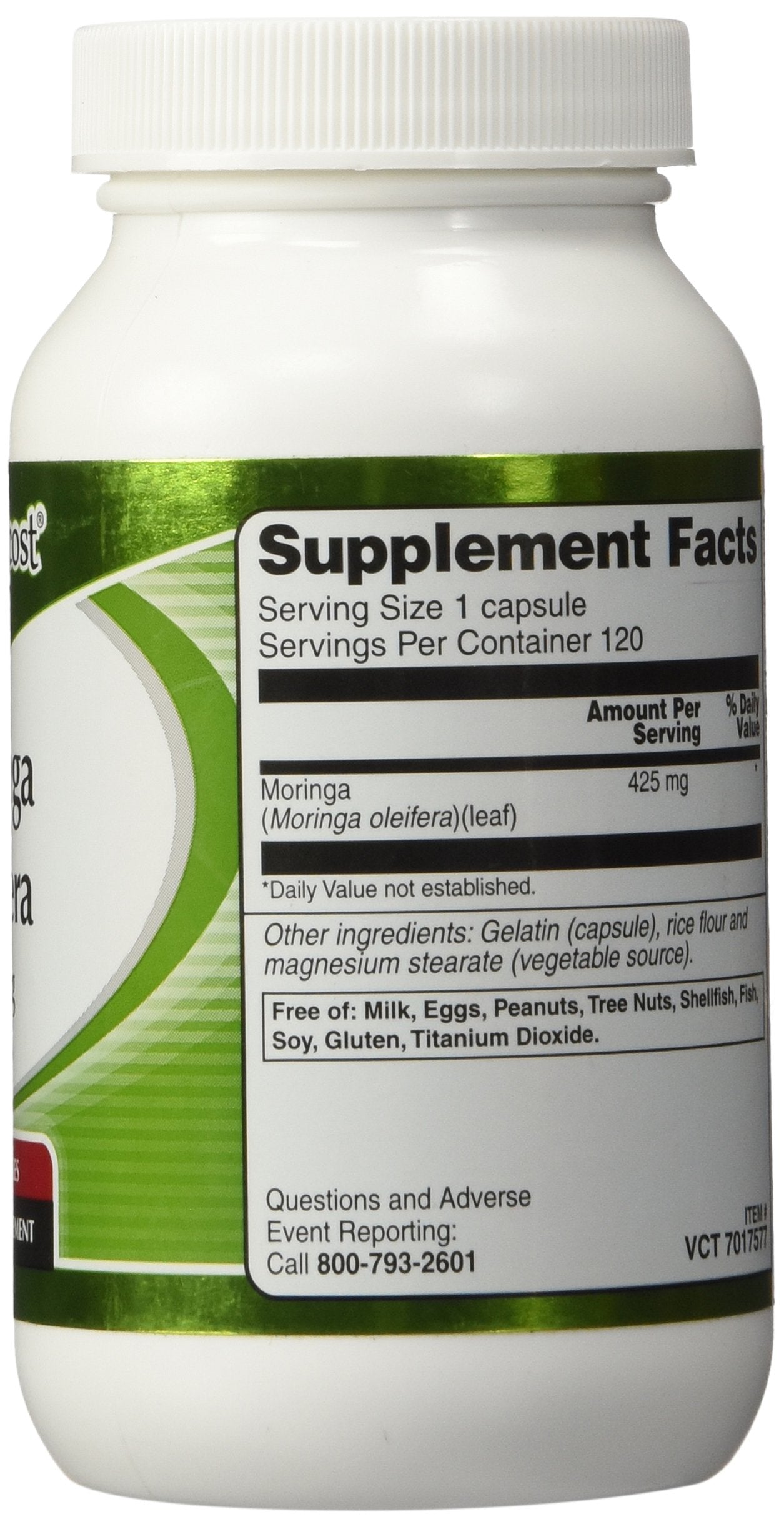 Vitacost Brand Moringa Oleifera 425 mg Capsules, 120 Count