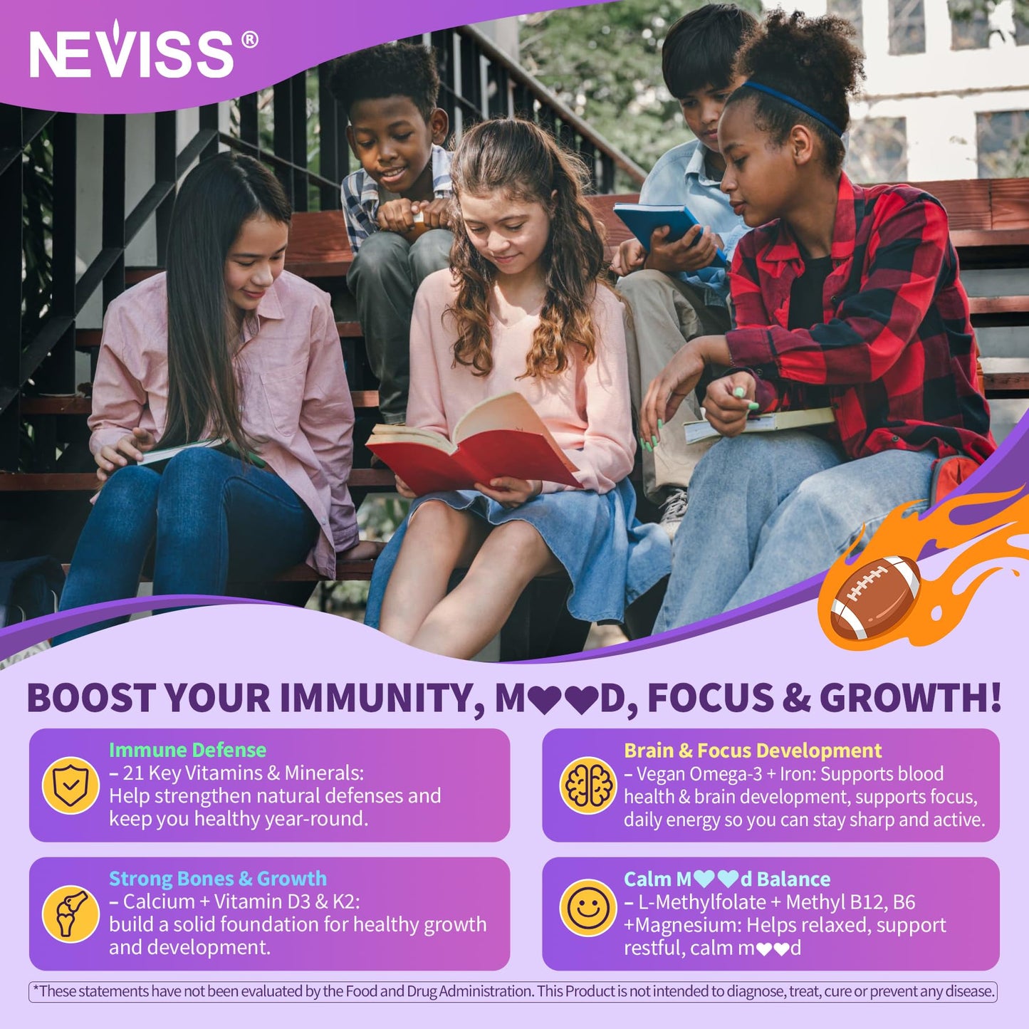 NEVISS Teen Methylated Multivitamin Gummies, 120 Gummies