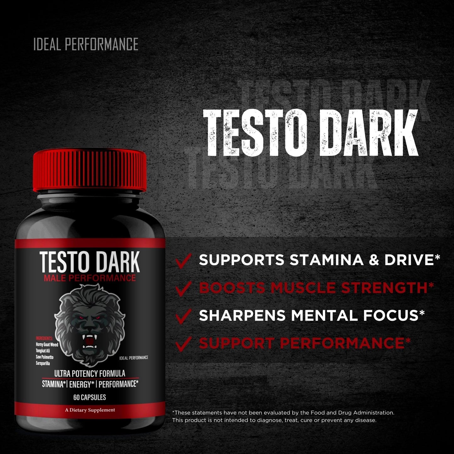 IDEAL PERFORMANCE Testo Dark Capsules 120 Capsules