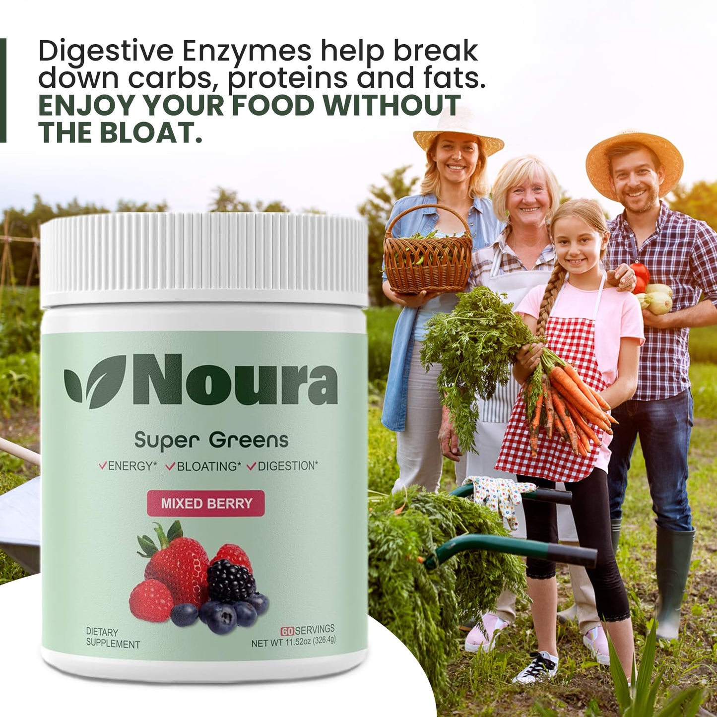 Noura Nutrition Super Greens Powder, 11.52 oz