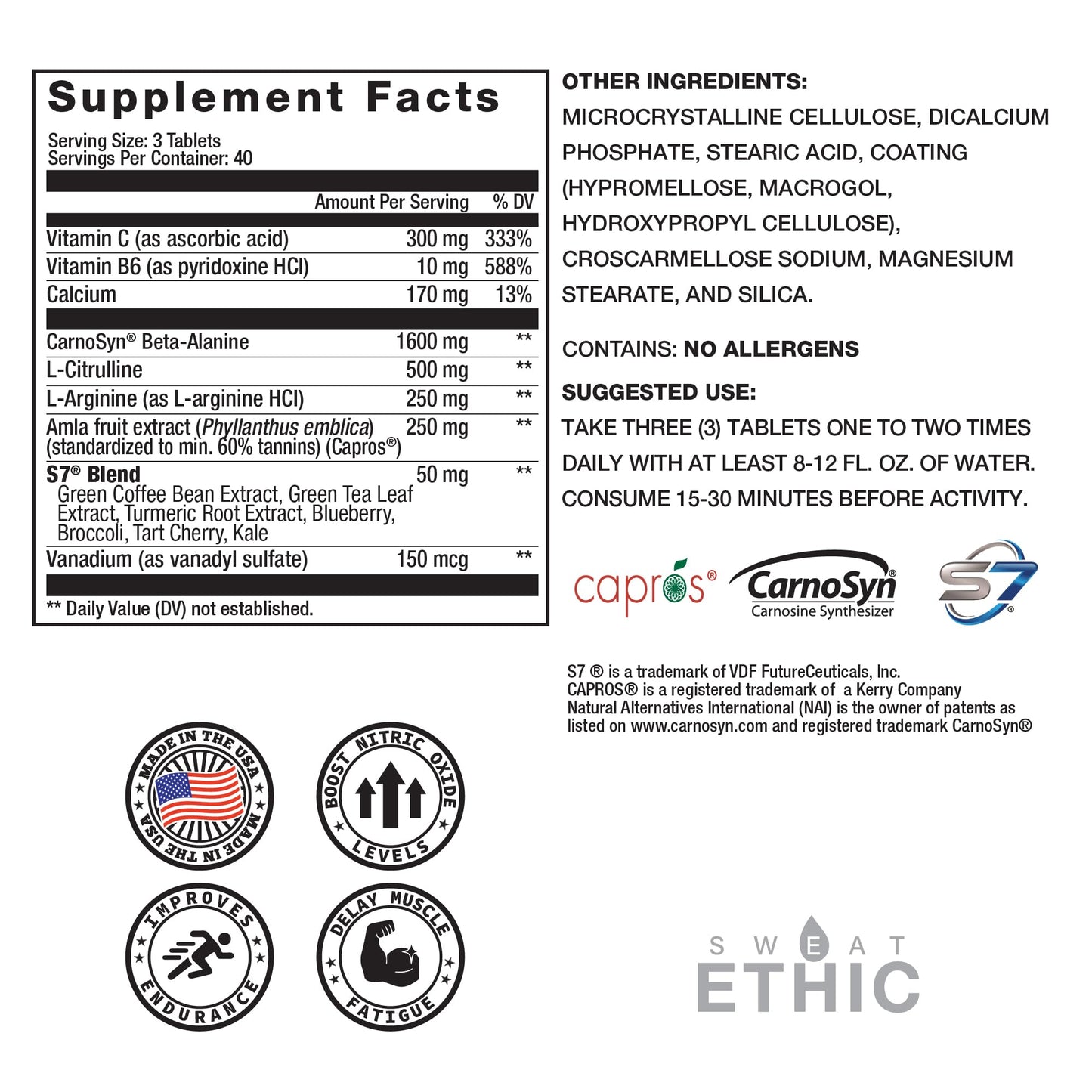 Sweat Ethic VASO'D Vasodilator Capsules 120