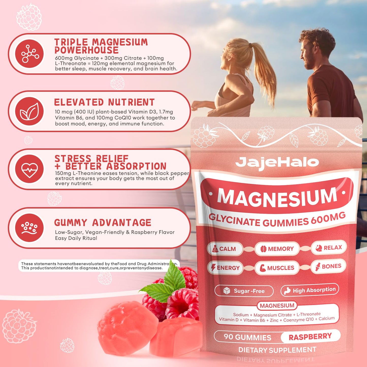 Jajehalo Magnesium Glycinate Gummies 90 Count