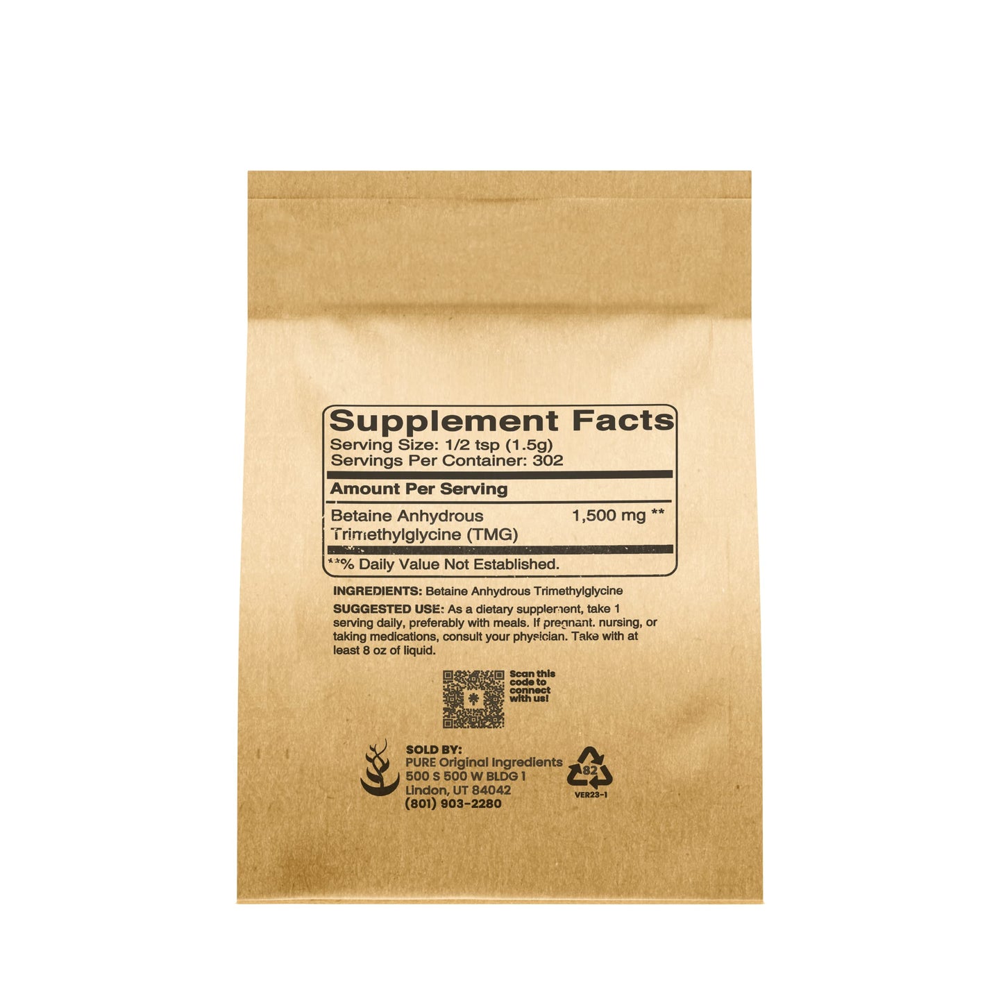 PURE ORIGINAL INGREDIENTS Trimethylglycine (TMG) Powder 16