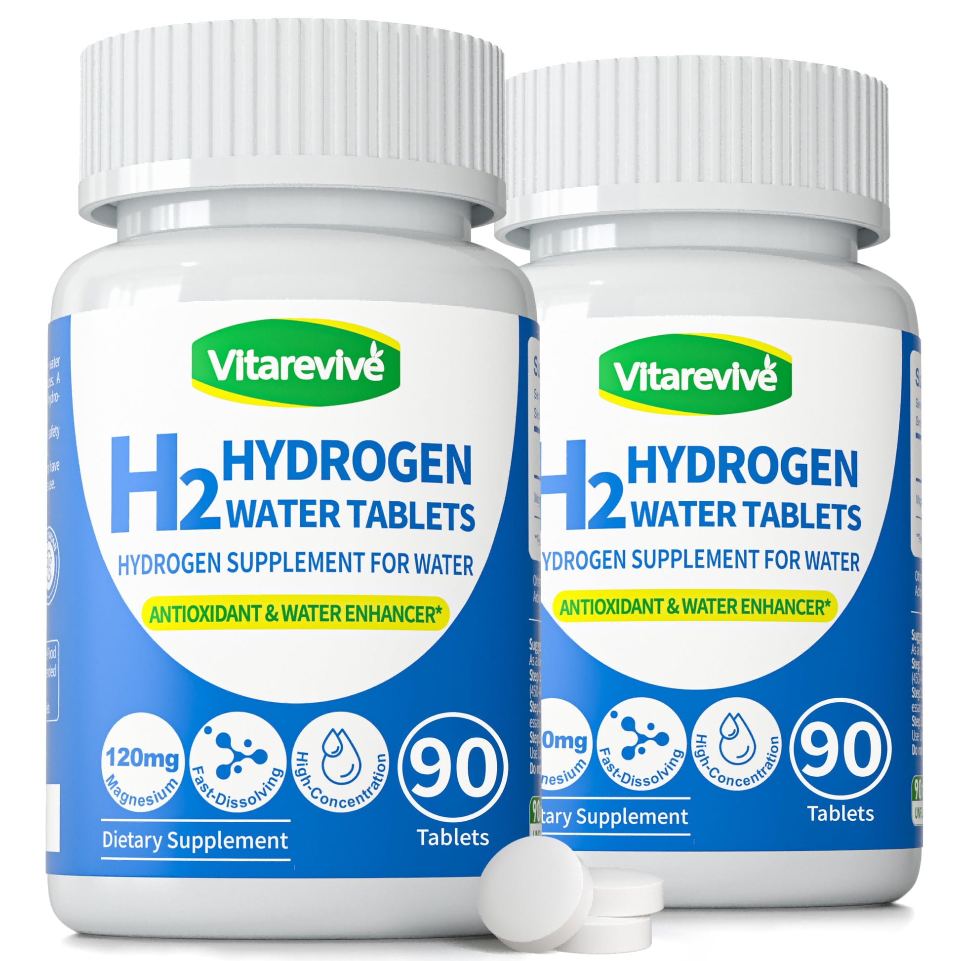 Vitarevive Hydrogen Water Tablets 12PPM H2 Molecular Hydrogen, 180 Tablets