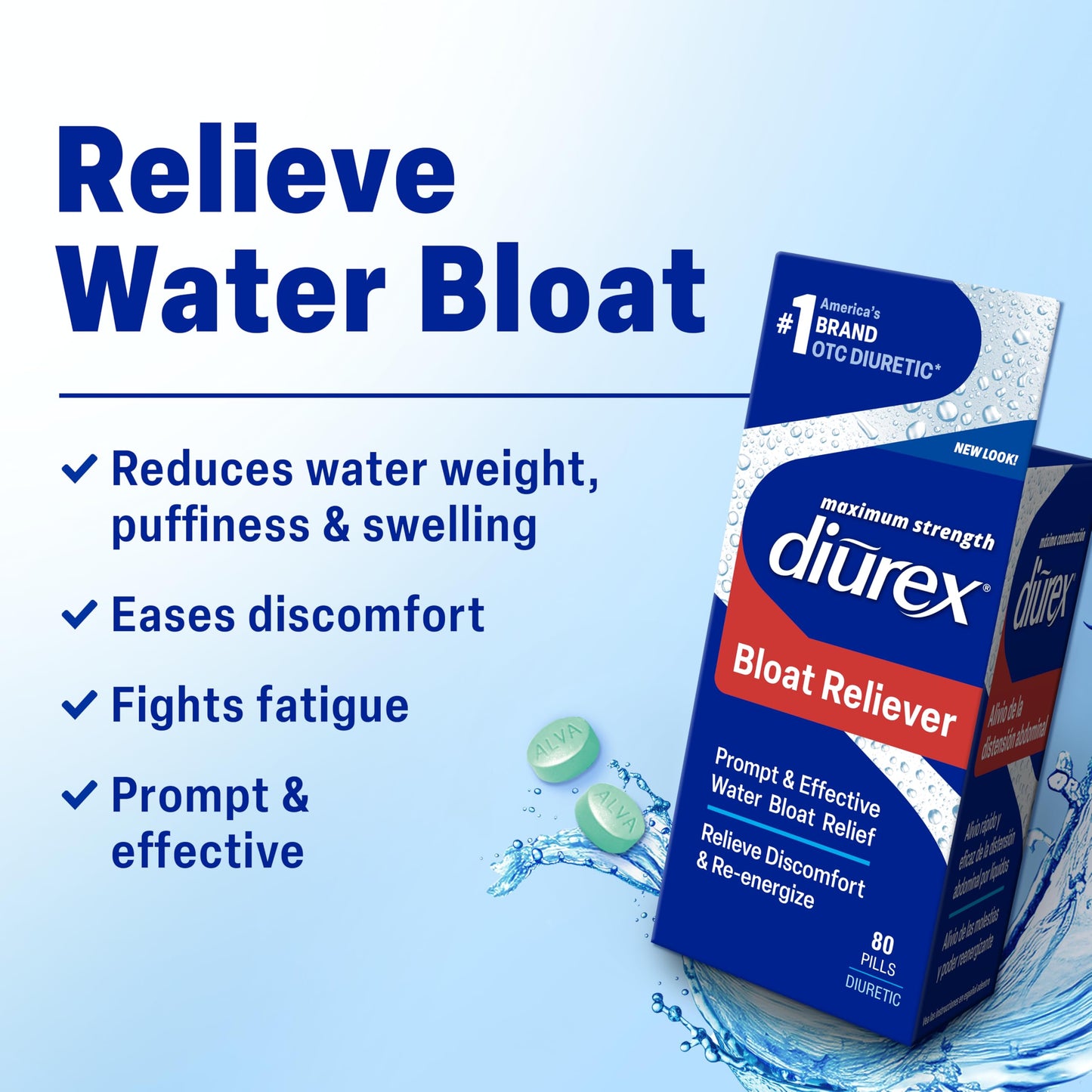 Diurex Ultra Re-Energizing Water Pills Tablets 80 Count