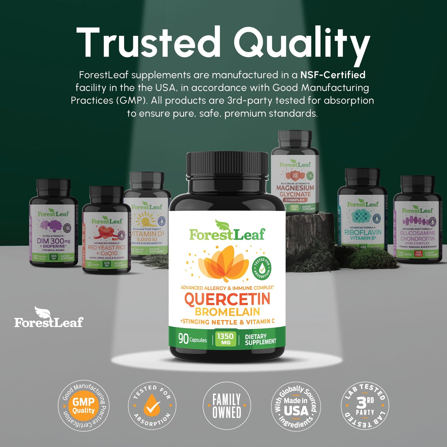 ForestLeaf Quercetin with Bromelain 1350mg Capsule, 90 Count