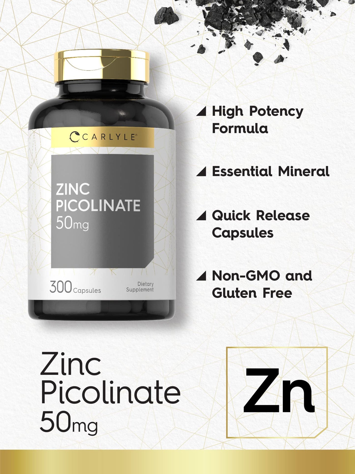 Carlyle Zinc Picolinate 50mg Capsules 300 Count
