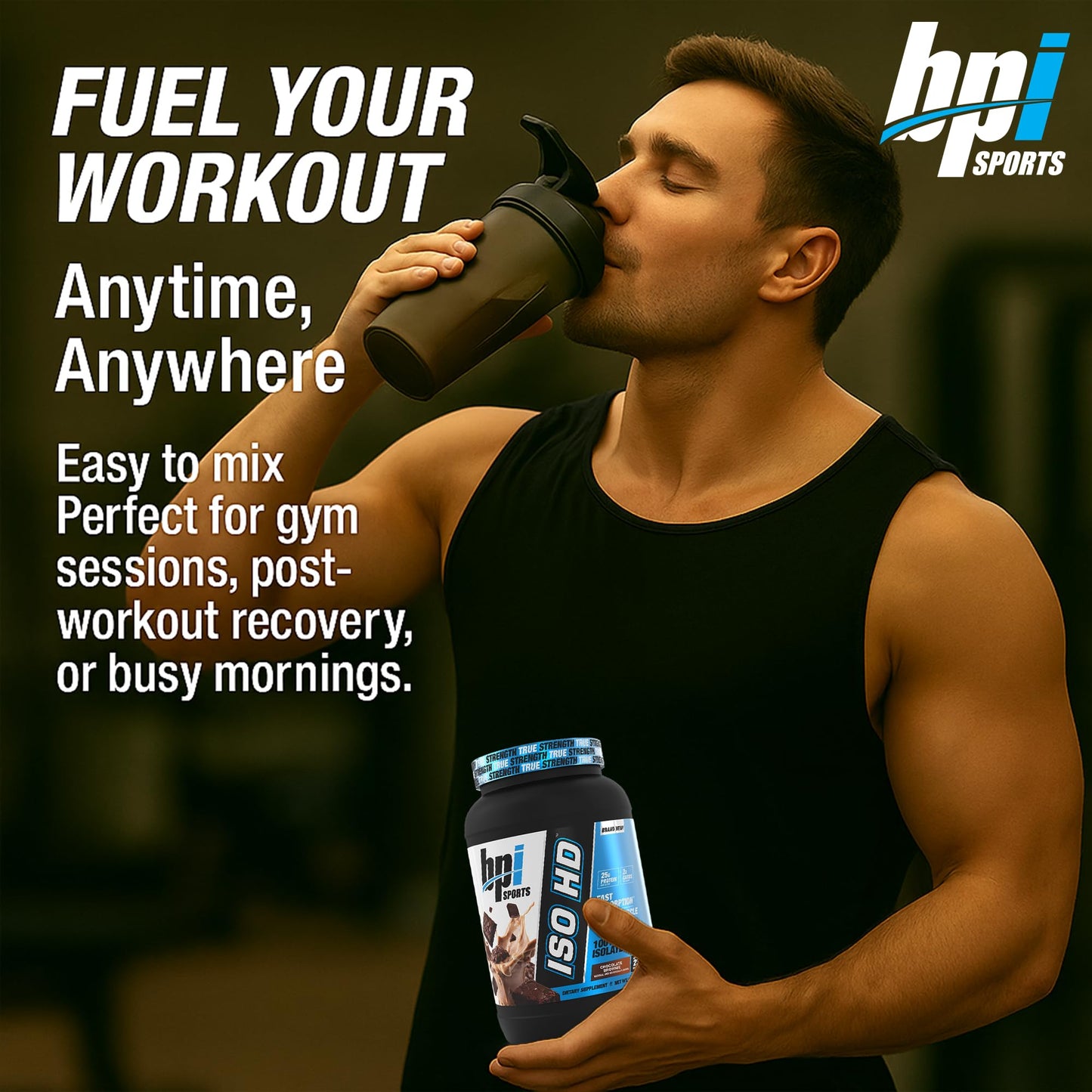 BPI Sports ISO HD Isolate Protein Powder – 100% Whey Isolate, Chocolate Brownie, 1.6 lb