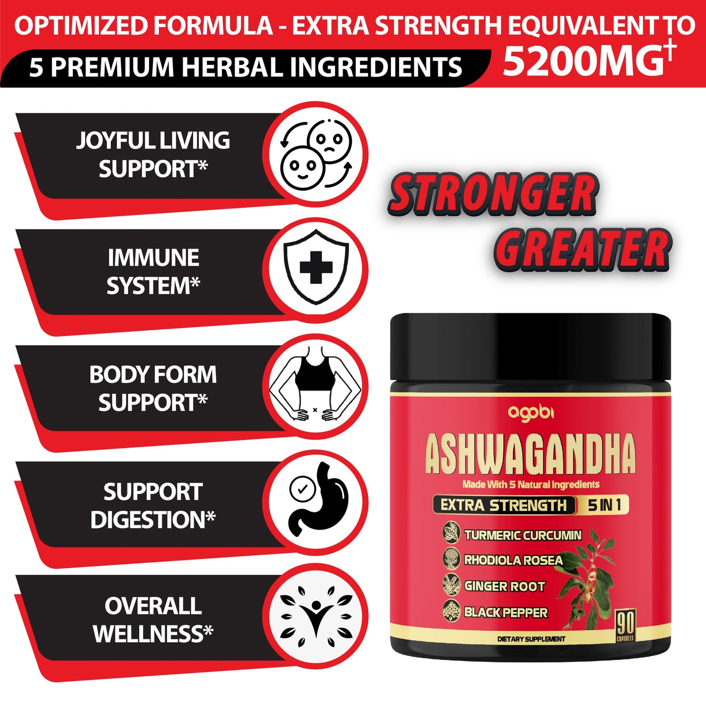 agobi Ashwagandha 5in1 Capsule, 90 Vegan Capsules