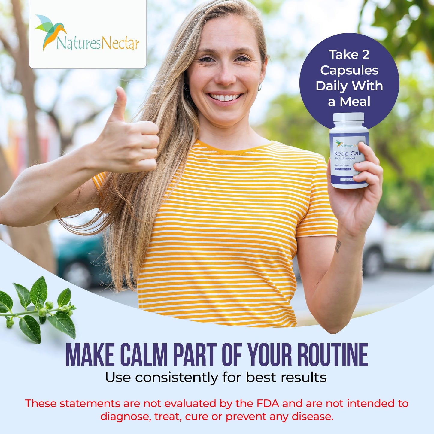 Nature's Nectar Anxiety & Stress Relief Capsules – Keep Calm with Ashwagandha, GABA, Magnesium & 5-HTP, Lemon Balm, 60 Capsules