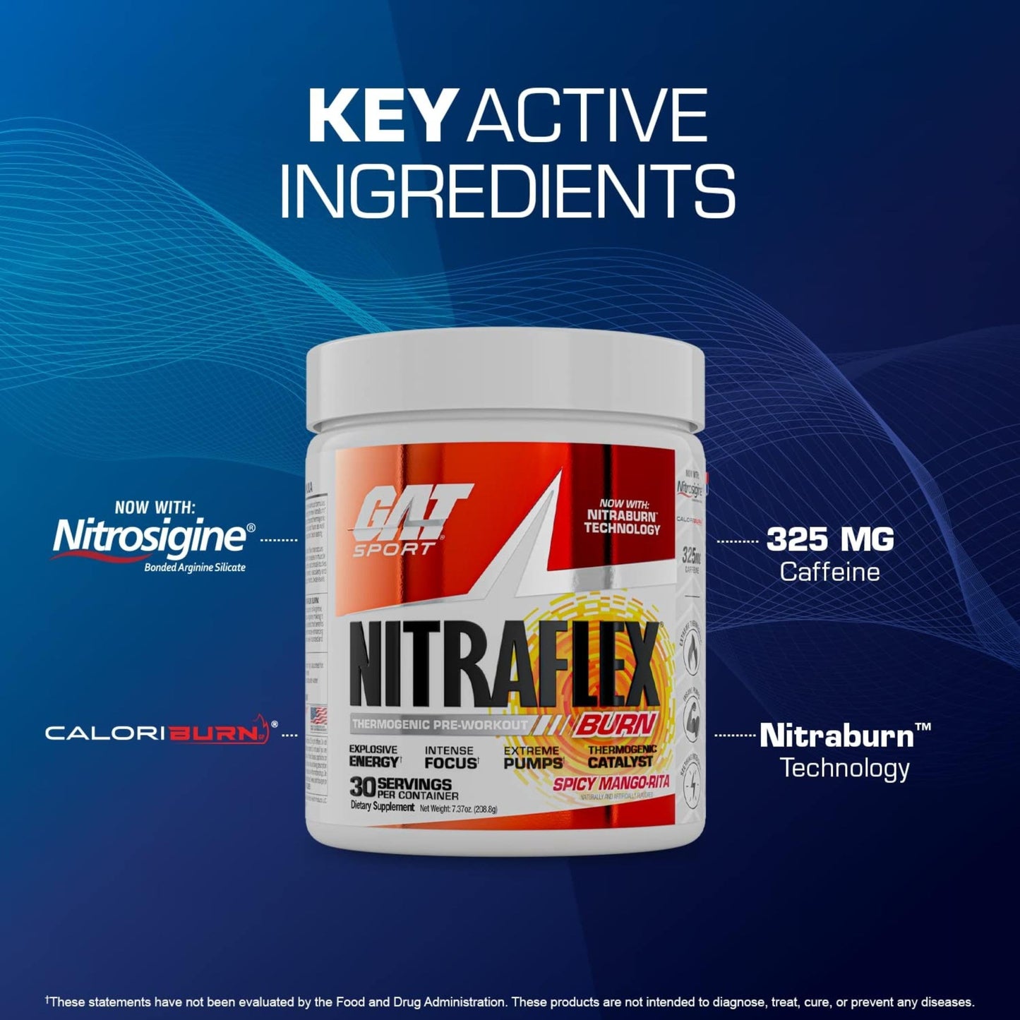 GAT SPORT NITRAFLEX Burn Pre-Workout Powder 7.23 oz