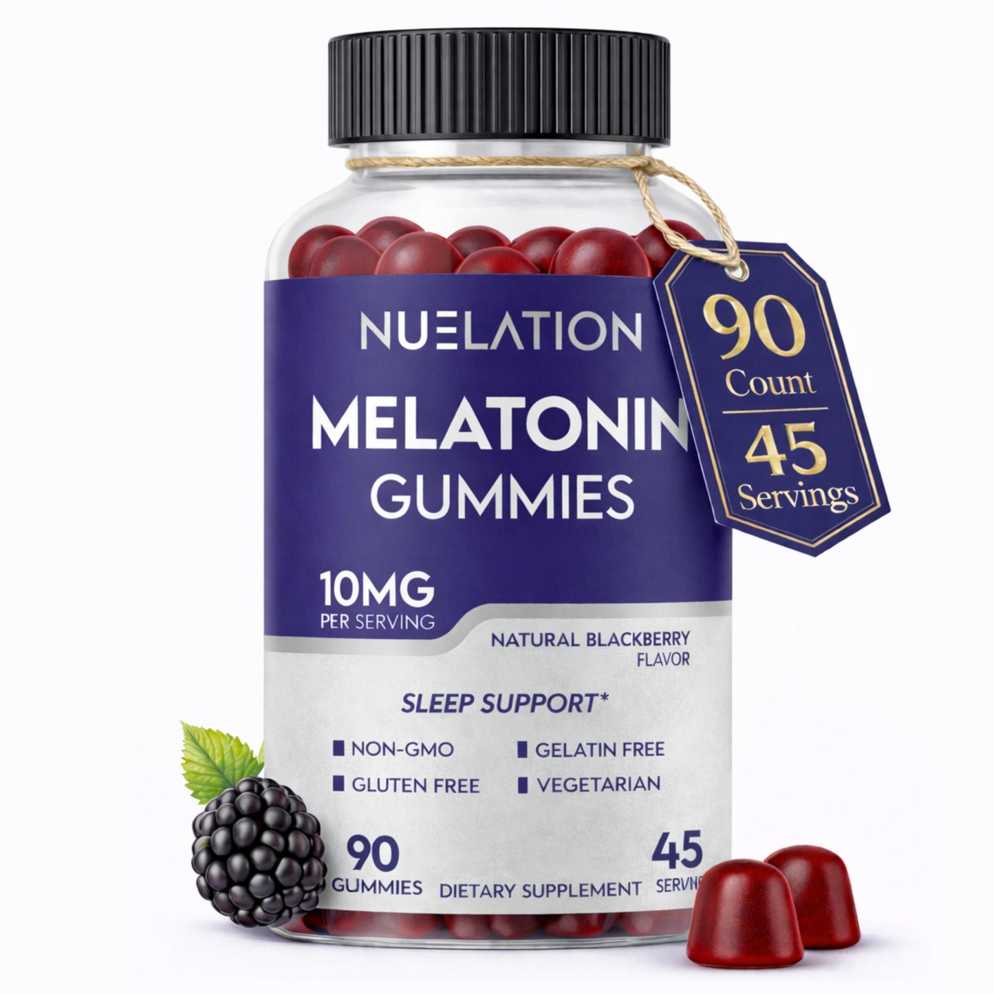 NUELATION Melatonin 10 mg Gummies for Adults, 90 Count