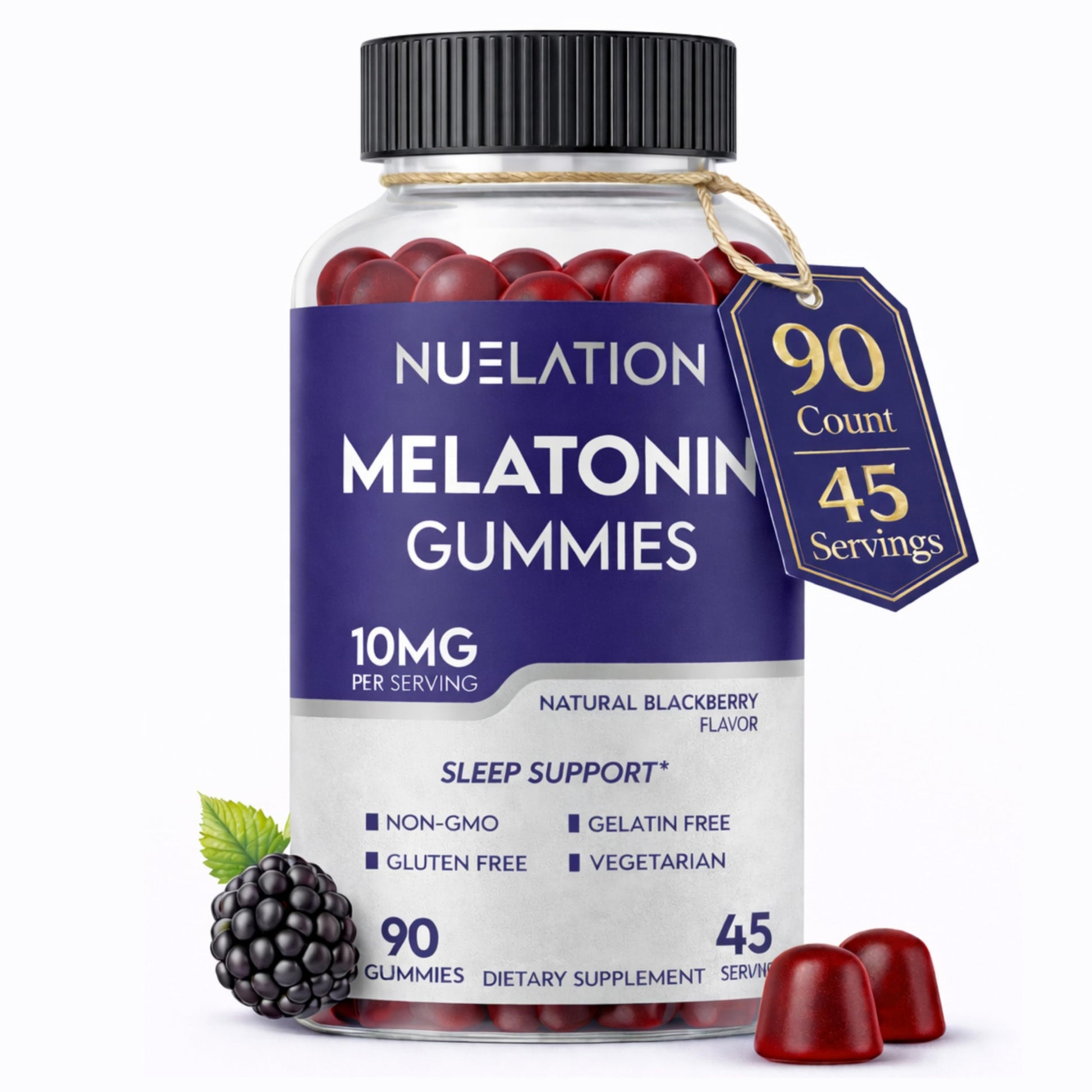 NUELATION Melatonin 10 mg Gummies for Adults, 90 Count