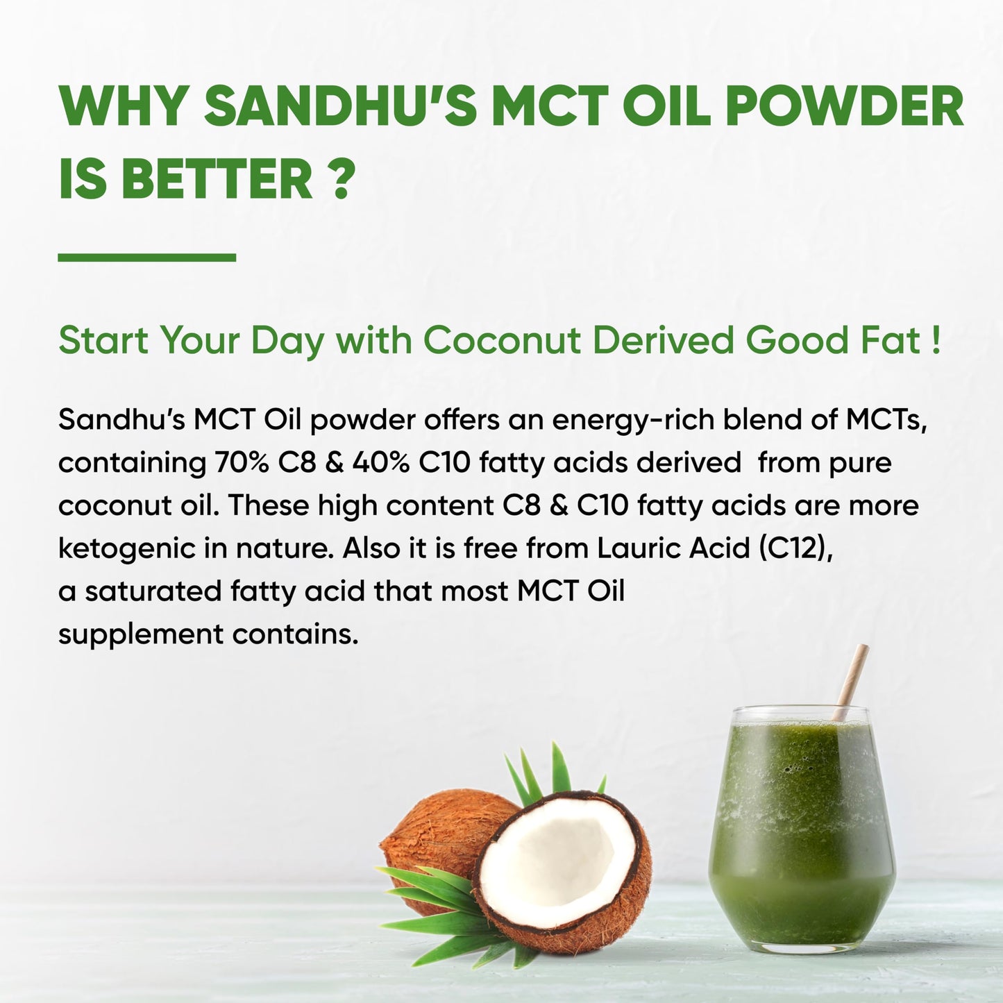Sandhu's MCT Oil Powder with Prebiotic Fiber, 10.6 oz