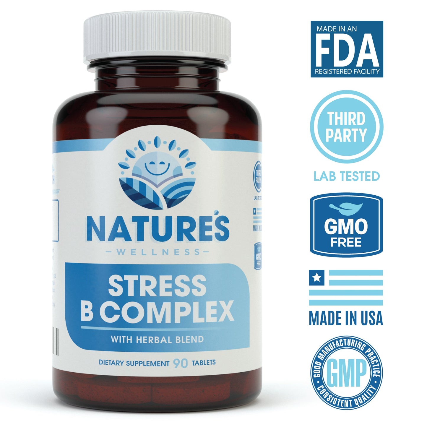 Natures Wellness Vitamin B Complex Stress Relief Tablets, 90