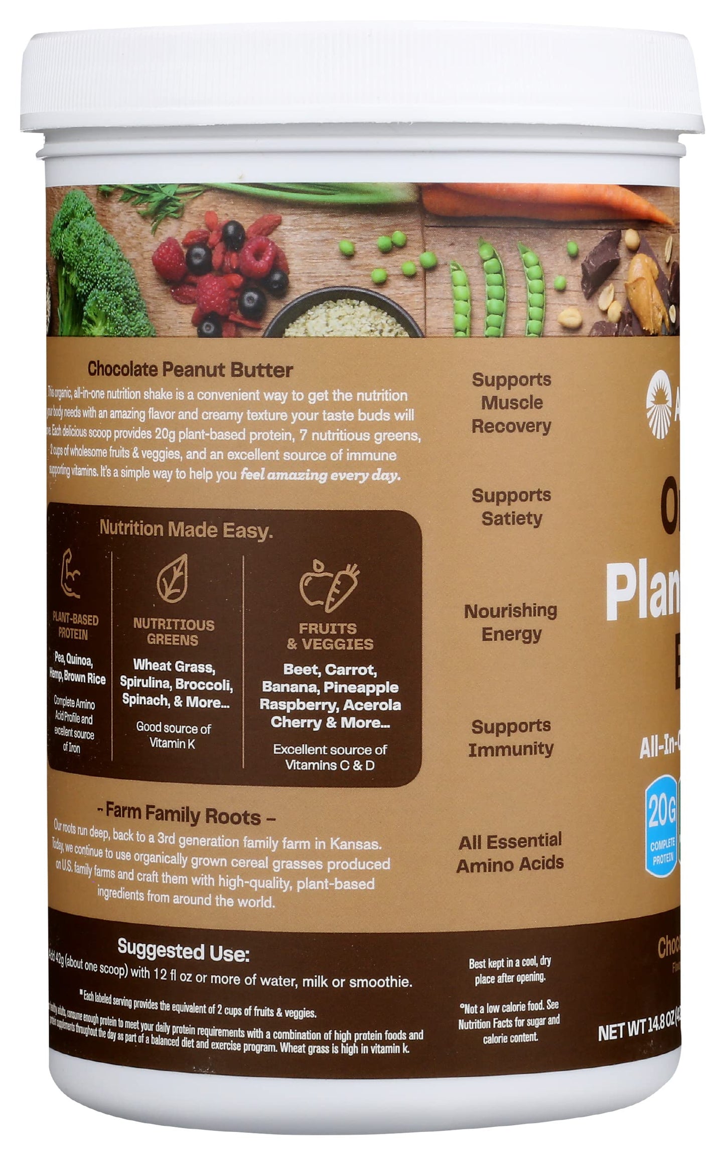 Amazing Grass Organic Protein Blend Chocolate Peanut Butter Protein Powder, 14.8 Ounce