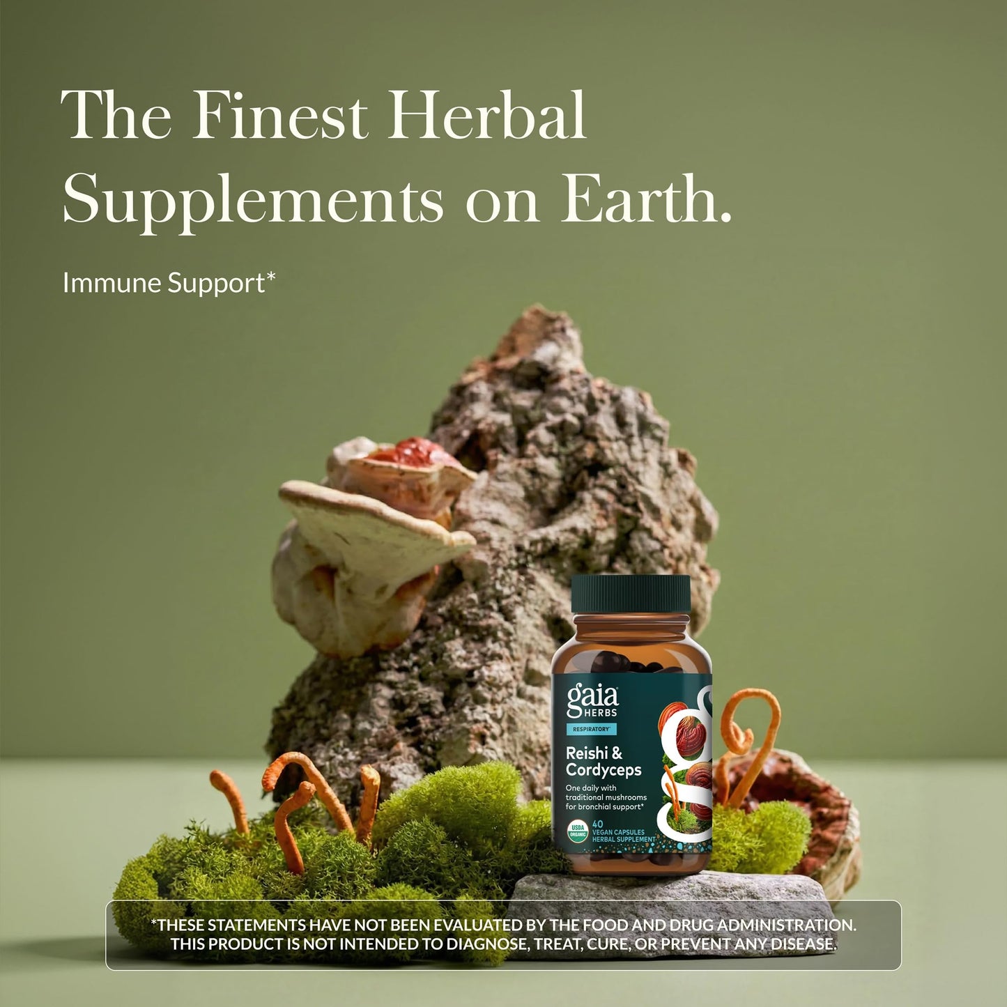 Gaia Herbs Reishi & Cordyceps Immune Support Capsules 40 Count